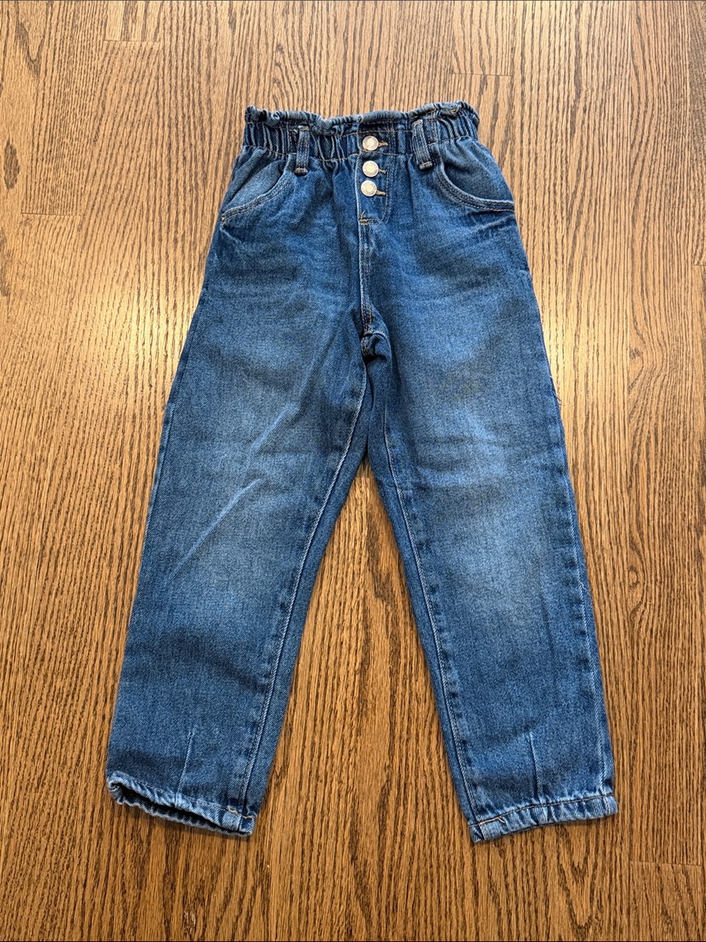 Kids Blue Elastic-Waist Denim Pants